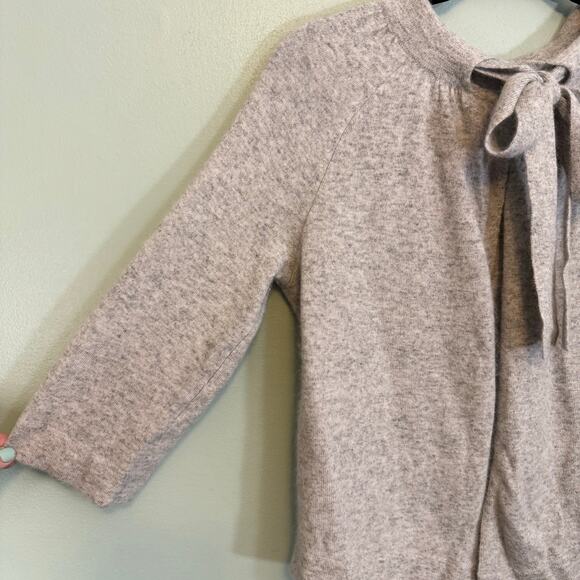 Lucy & Laurel Sweater Cardigan M Knitted Tie Collar Angora Wool 3/4 Sleeve Gray - Picture 3 of 8